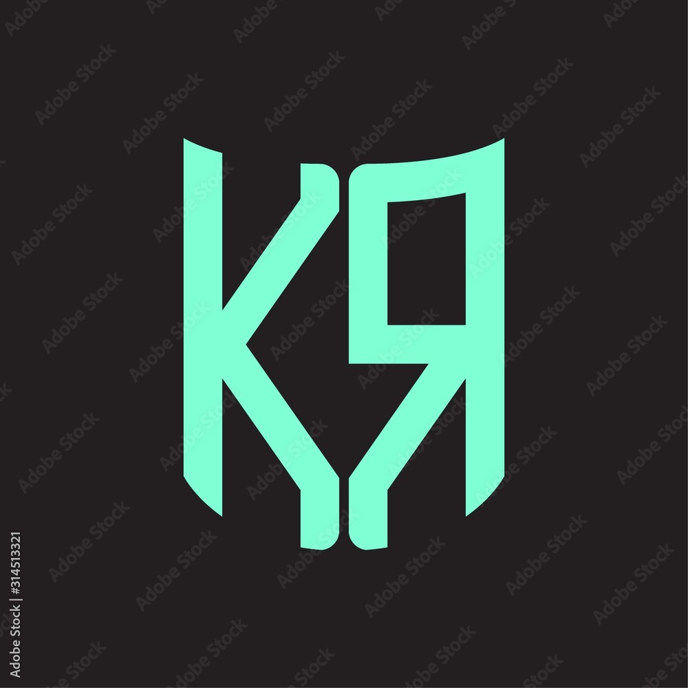 KR Logo monogram with ribbon style design template KR Logo monogram with ribbon style design template