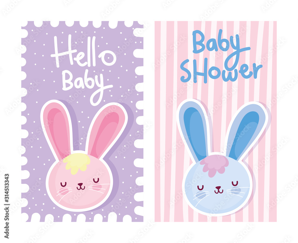 boy or girl, gender reveal hello baby cute rabbits card boy or girl, gender reveal hello baby cute rabbits card