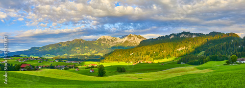 Beautiful mountain panorama from the Bavarian Alps near “Obermaiselstein“, Germany.
