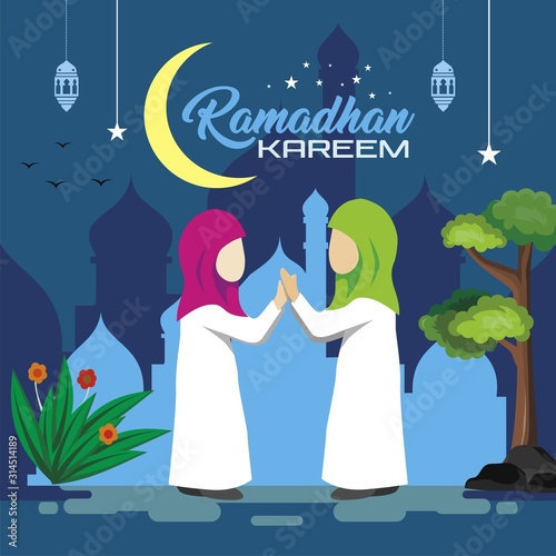 Ramadhan kareem islamic background for book illustration, vector, and poster 