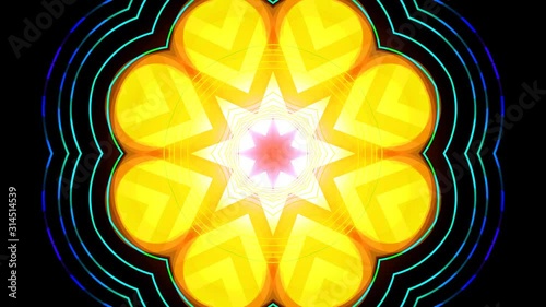 Kaleidoscope Mandala Art Design Abstract Background Loop