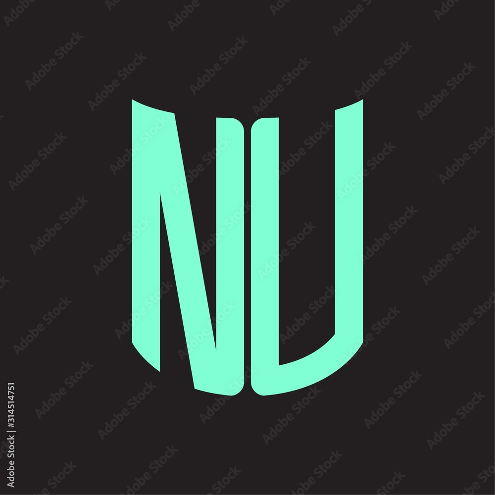 NU Logo monogram with ribbon style design template NU Logo monogram with ribbon style design template
