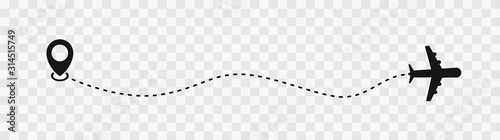 Plane and track icon on a white background. Vector illustration