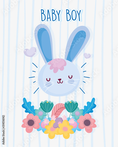 boy or girl, gender reveal its a boy flower floral leaves blue card