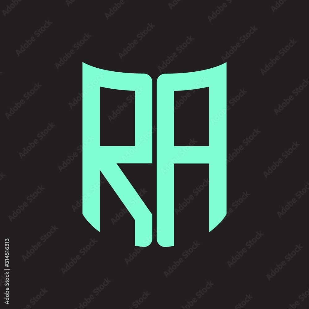 RA Logo monogram with ribbon style design template