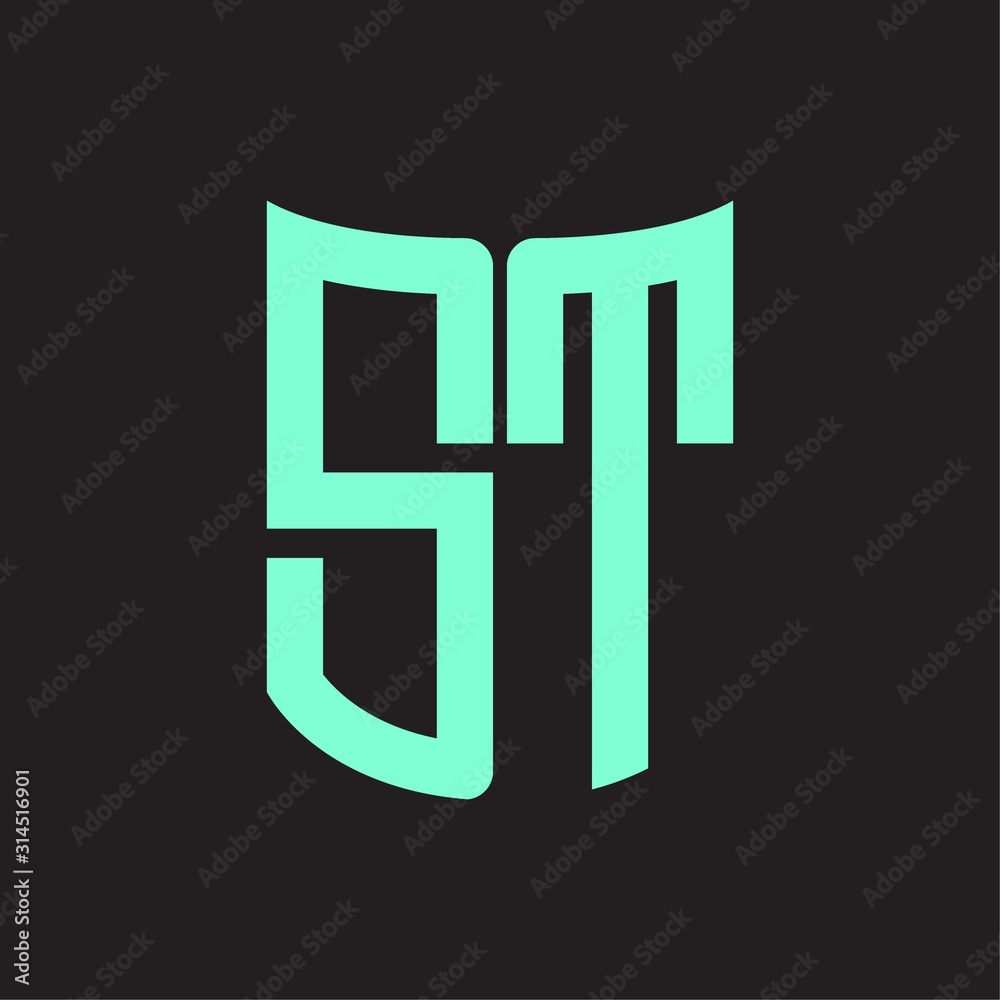 ST Logo monogram with ribbon style design template