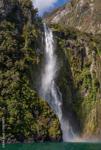 Milford Sound Fjordland New Zealand. South Island. Waterfall.