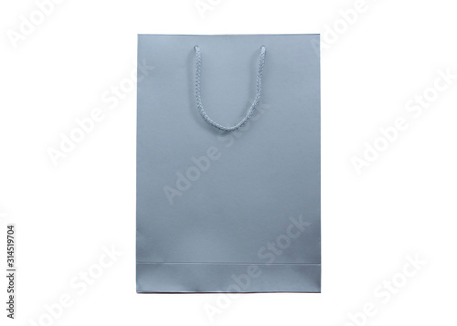 blank shopping craft paper bag mockup on isolated background. Fashion advertisement