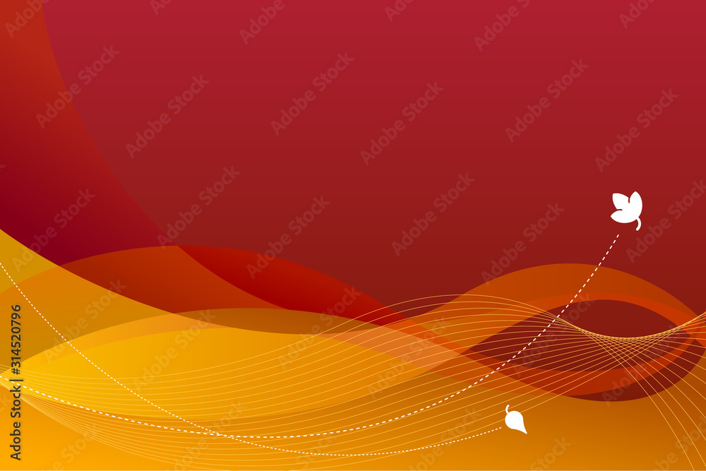 Abstract autumn background, seasonal backdrop with brown, red, orange and yellow colors, waves and curly lines