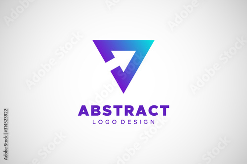 Triangle Letter V Arrow Up Business Logo. Flat Vector Logo Design Template Element