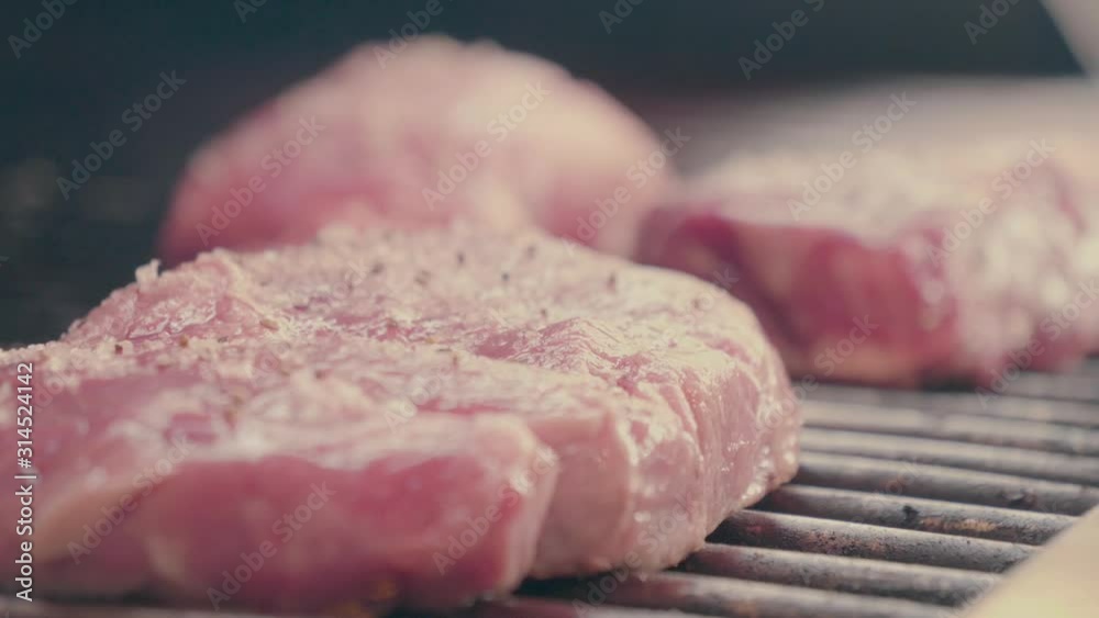 Steak grill salt fire