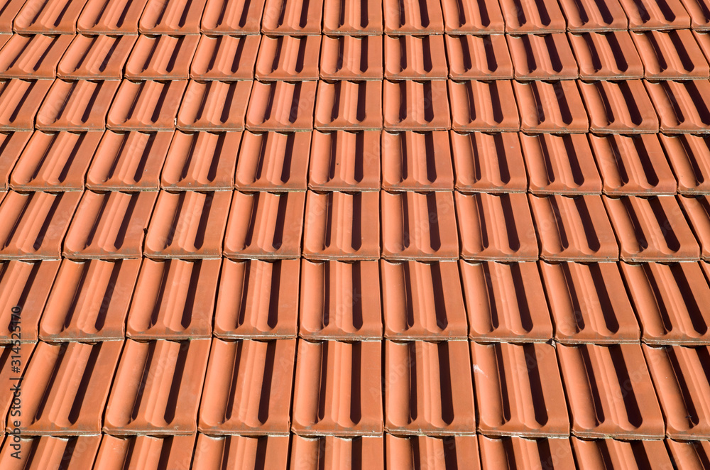 New roof with ceramic tiles closeup