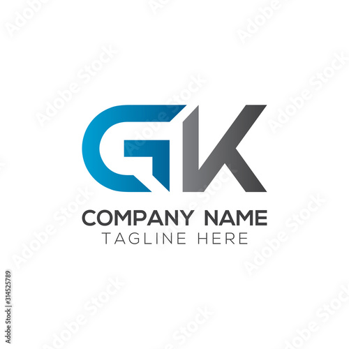 Initial GK Letter Linked Logo. GK letter Type Logo Design vector Template. Abstract Letter GK logo Design