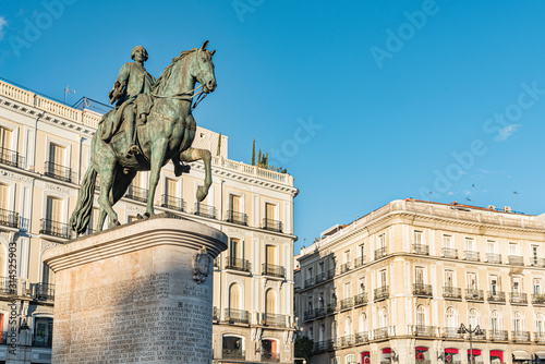 Statue of Carlos the third in Puerta del Sol square in Madrid, Spain. Equestrian statue of Carlos III photo