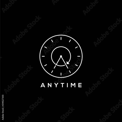 Creative logo design of alarm clock with white and black background - EPS10 - Vector.