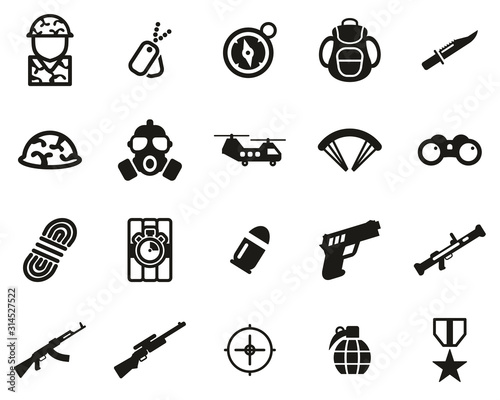 Commandos Or Special Forces Icons Black & White Set Big