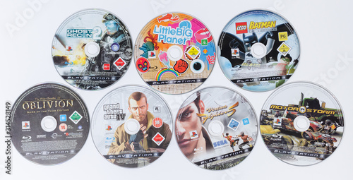 london, england, 08/05/2018 A large pile stack of used playstation 3 ps3  video game cases and dvd games. Microsoft xbox 360 home arcade system video  games. Stock Photo | Adobe Stock