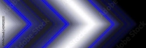Abstract blue and black light line arrow direction. Modern panoramic futuristic background illustration	