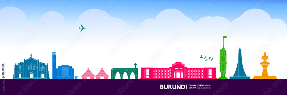 Obraz premium Burundi travel destination grand vector illustration.