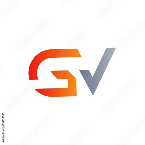 Initial GV Letter Linked Logo. GV letter Type Logo Design vector Template. Abstract Letter GV logo Design