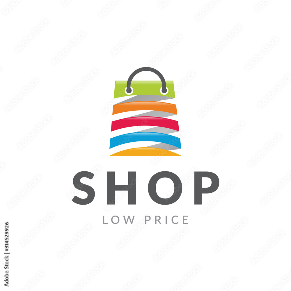 go shop bag shopping logo icon vector template vector de Stock | Adobe Stock