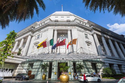 Photography SINGAPORE - MARCH 26, 2016: The Fullerton Hotel Singapore on MARCH 26, 2016 in Singapore