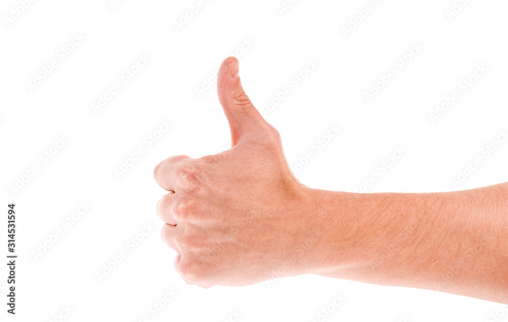 hand with thumb up isolated on white background hand with thumb up isolated on white background