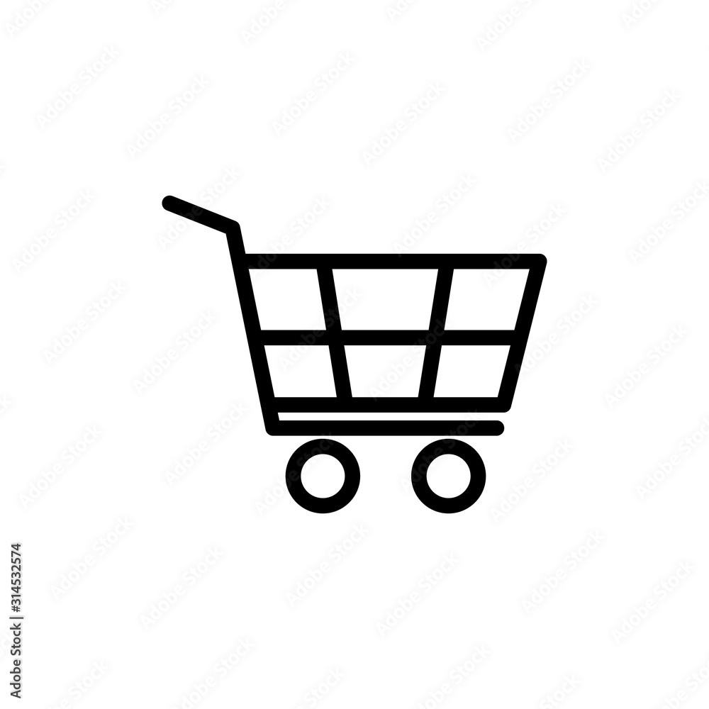 Shopping cart, basket flat vector icon illustration isolated on the white background