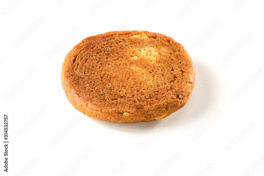 Upside down chocolate chip cookie with white chocolate, isolated on white background Upside down chocolate chip cookie with white chocolate, isolated on white background