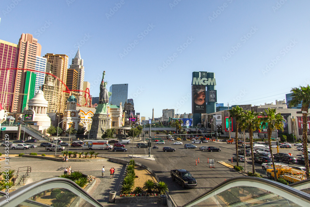 Las Vegas Strip view with the MGM Grand and the New York New York Hotel