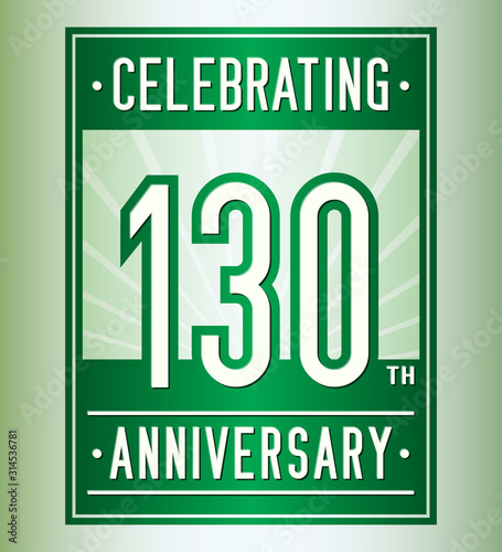 130 years logo design template. Anniversary vector and illustration.