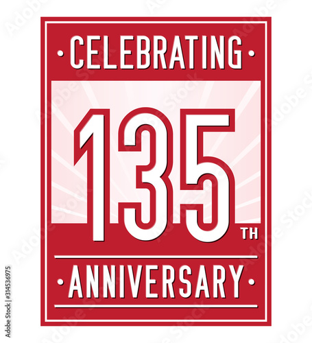 135 years logo design template. Anniversary vector and illustration.