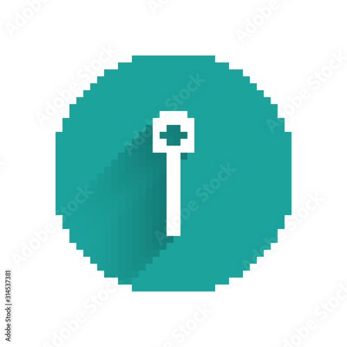 White Dental inspection mirror icon isolated with long shadow. Tool dental checkup. Green circle button. Vector Illustration