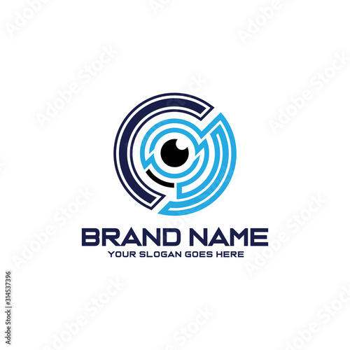 Creative,Modern Tech security camera logo design template vector eps