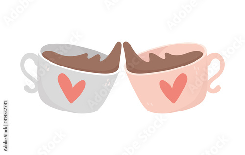 happy valentines day toast chocolate cups love hearts