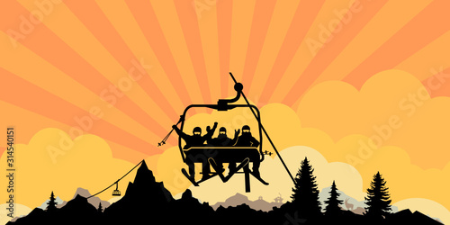 Winter Sport Ski Silhouette Illustration