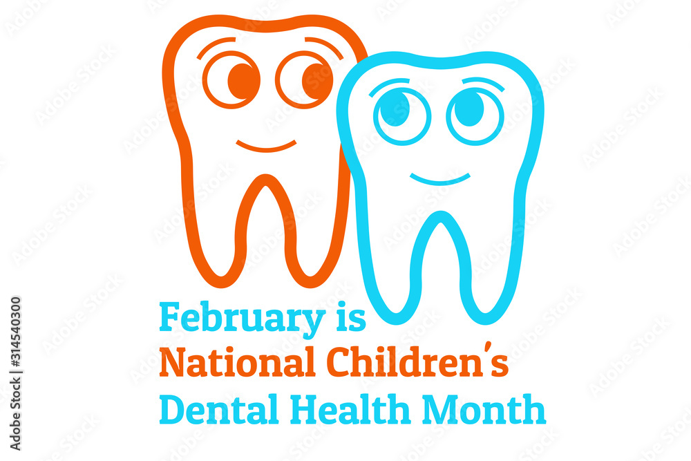 February is National Children's Dental Health Month - NCDHM. Template for background, banner, card, poster with text inscription. Vector EPS10 illustration. February is National Children's Dental Health Month - NCDHM. Template for background, banner, card, poster with text inscription. Vector EPS10 illustration.