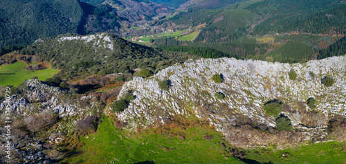 Aerial view, Landscape in Gordon, Trucios, Turtzioz, Bizkaia, Basque Country, Spain, Europe