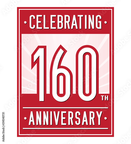 160 years logo design template. Anniversary vector and illustration.