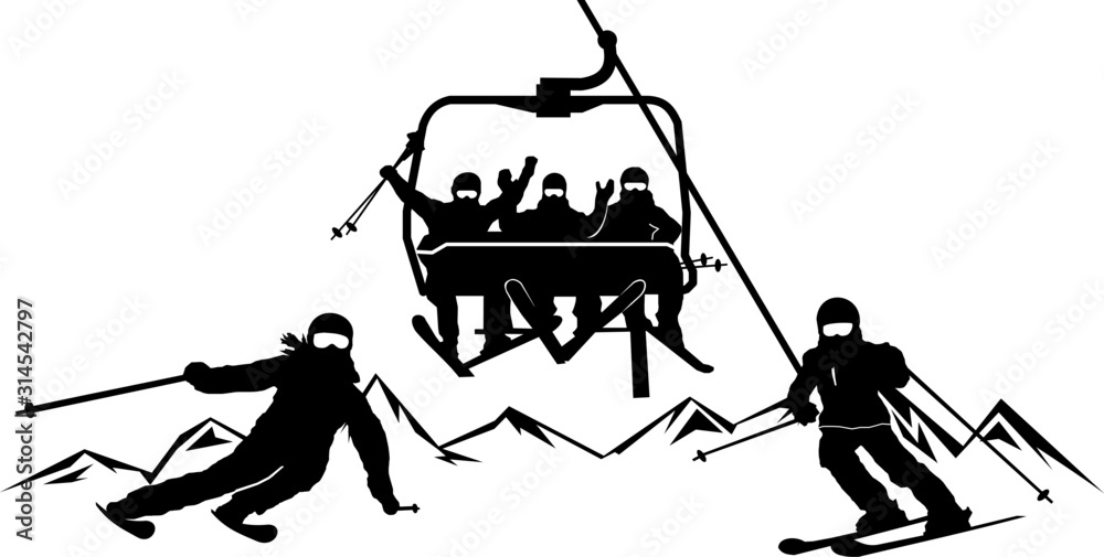 Winter Sport Ski Silhouette Illustration