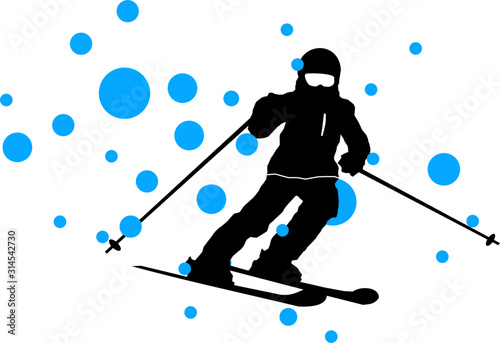 Winter Sport Ski Silhouette Illustration