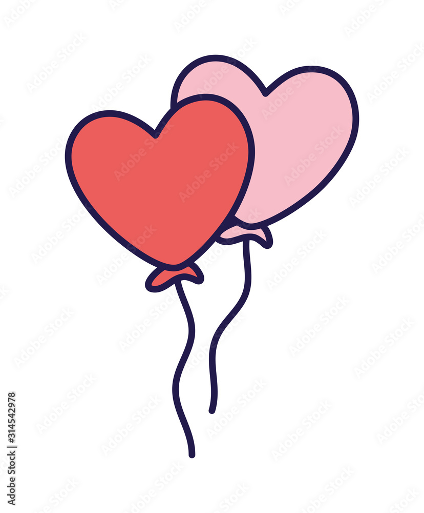 happy valentines day balloons shaped hearts love romantic
