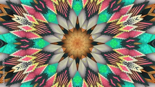 Kaleidoscope Mandala Art Design Abstract Background Loop