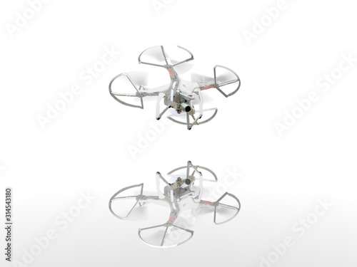 camera drone on white background - 3d rendering