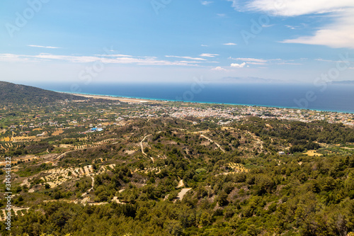Panoramic view from the hill Filerimos on the aegean sea on Greek island Rhodes © Reiner
