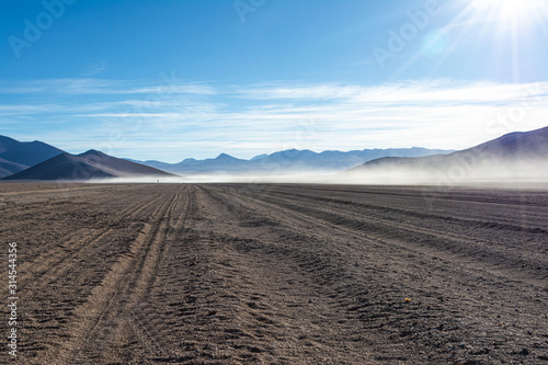 Road at high altitude at Bolivian altiplano