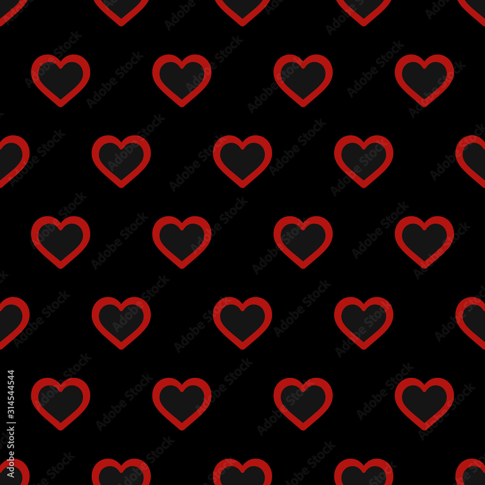 Fancy heart shape seamless repeat pattern vector background. Black, red  color. Perfect for fabric designs, wallpaper, tiles, pattern fills,  backgrounds and surface textures. Stock Vector | Adobe Stock