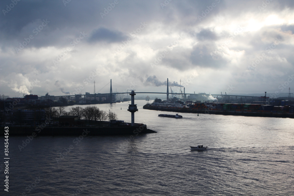 View to Hamburg port from Docklands