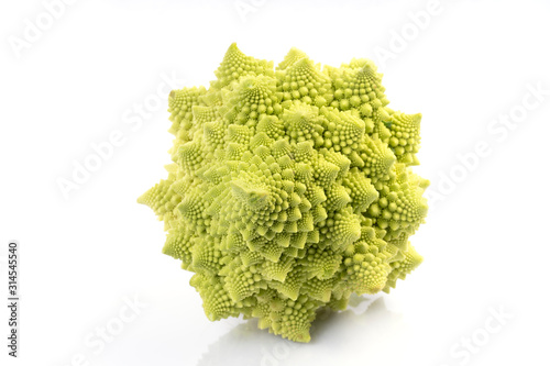 A Romanesco broccoli isolated on white.