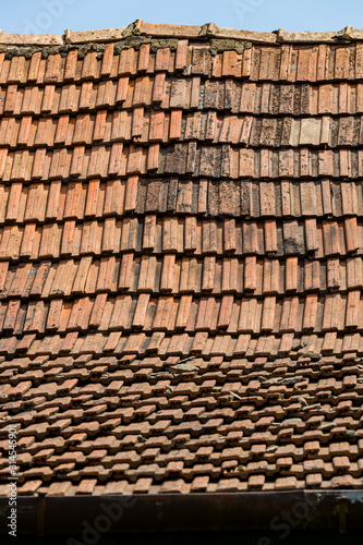 Texture of the old roof tiles ceramic background.